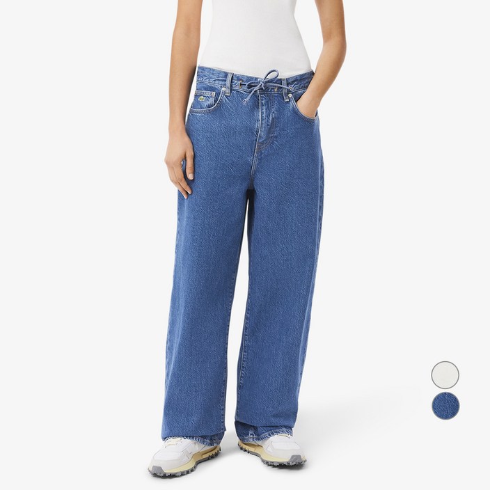 라코스테 여성용 에센셜 와이드핏 데님 팬츠 HF2448-56G