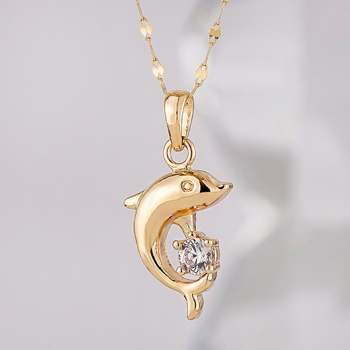 주리에떼 14K18K 여성용 돌고래 럭키비키 금 목걸이  사은품 반지  쇼핑백