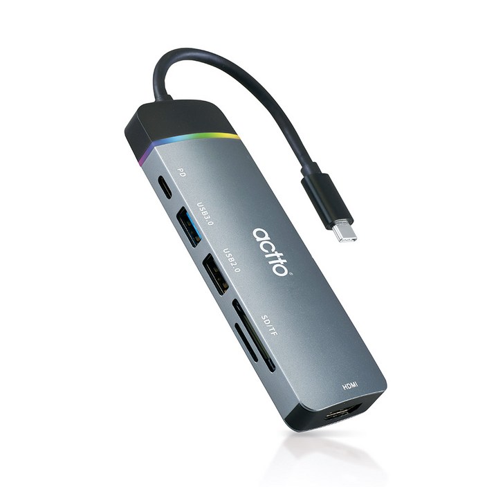 엑토 6in1 C타입 PD 미러링 카드리더 멀티허브 CRH20, 그레이