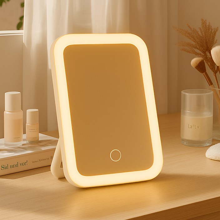 보나리빙 휴대용 접이식 LED 화장 거울 C타입 소형