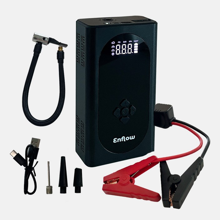 엔플로 자동차 점프 스타터 자동차 타이어 공기압 주입기 올인원, 10000mAh, 1개 엔플로 자동차 점프 스타터 자동차 타이어 공기압 주입기 올인원, 10000mAh, 1개