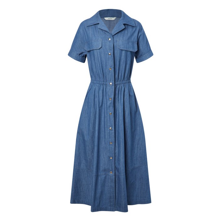 정품 헤지스 여성 원피스 여름 데님 셔츠형 반팔원피스 하객룩