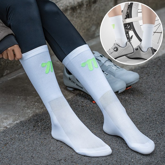 시그니처베이지 야광 반사 기능성 자전거 스포츠 양말 3pcs YPZ057, 화이트, 3개
