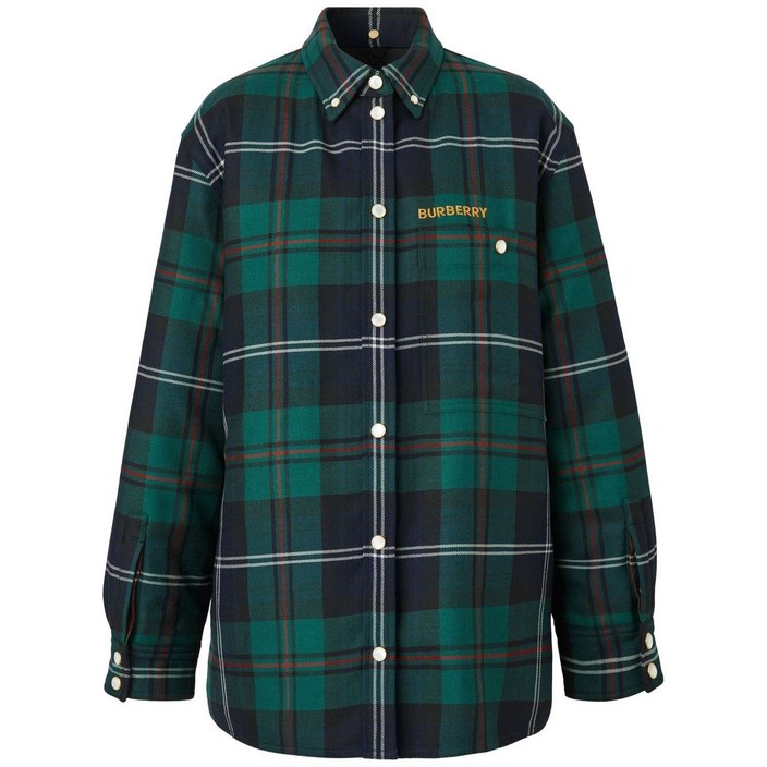 버버리 로고 자수 체크 셔츠 재킷