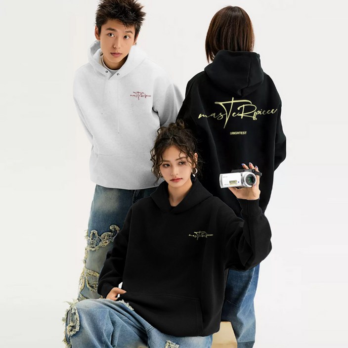 FONOW 남녀공용 빅사이즈 레터링 프린트 빈티지 루즈핏 캐주얼 맨투맨