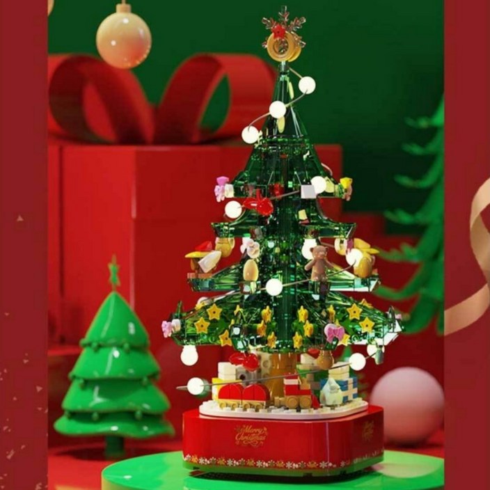 회전 크리스마스 멜로디 트리오르골 블록 LED 무드등 오르골만들기 유치원 어린이집선물