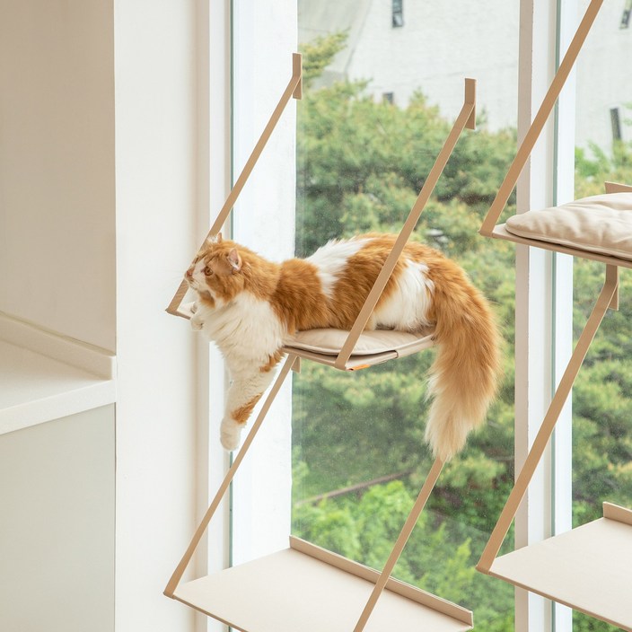 고양이벽타워 애니멀리프 접을 수 있는 창문 캣타워 / 고양이 원목 소형 미니 대형 계단 캣워크 캣워커