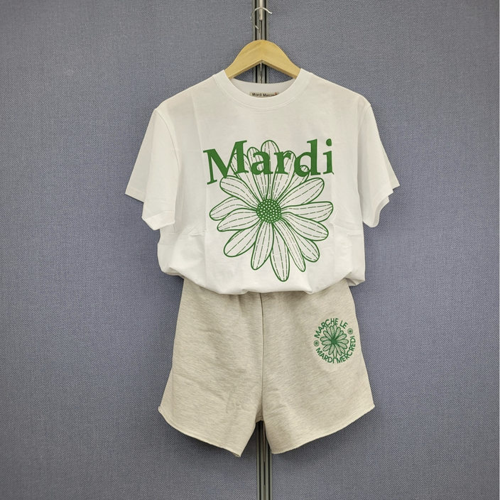국내정품 마르디메크르디 T SHIRTSSHORTS SET WHITE GREEN 티셔츠 반바지 세트화이트 그린