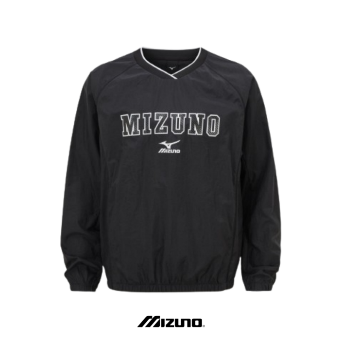 국내배송 미즈노 VNECK WOVEN MTM 블랙 캐주얼 남성용 맨투맨