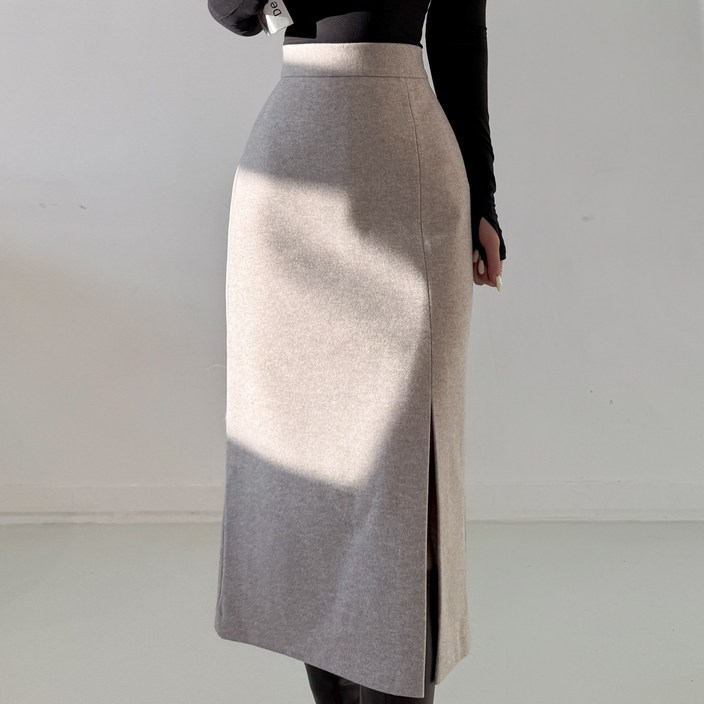 투디 드뮤어 슬릿 옆트임 모직 롱스커트, 3컬러, S,M