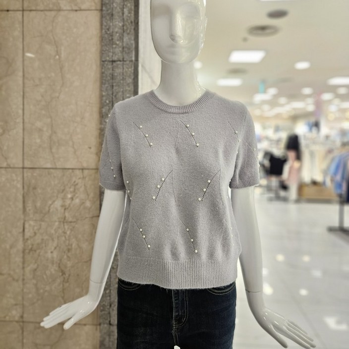 밸리걸 진주 포인트 반팔 니트 806210