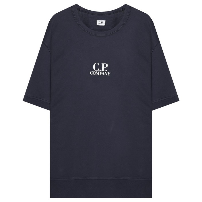 공식정품 CP컴퍼니 반팔티 CP COMPANY Light Fleece SS Sweatshirt (14CMSS183A 002246G 888) (경량 로고 반팔 맨투맨)