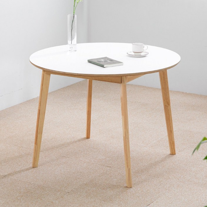 밀키우드 1000 원형 4인 화이트 주방 식탁 테이블 HPM 카페 커피숍 업소 회의 디자인, 화이트