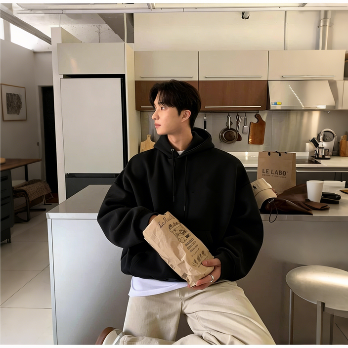 ANYOU 남녀공용 데일리 빅사이즈 후드티 루즈핏 아우터