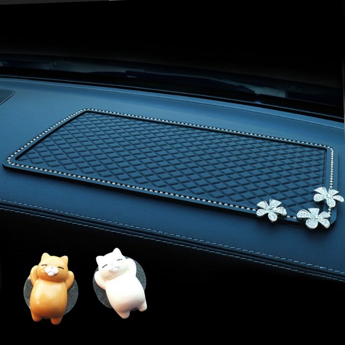 고급스러운 차량용 논스립 미끄럼방지 패드  잠자는 고양이 액세서리