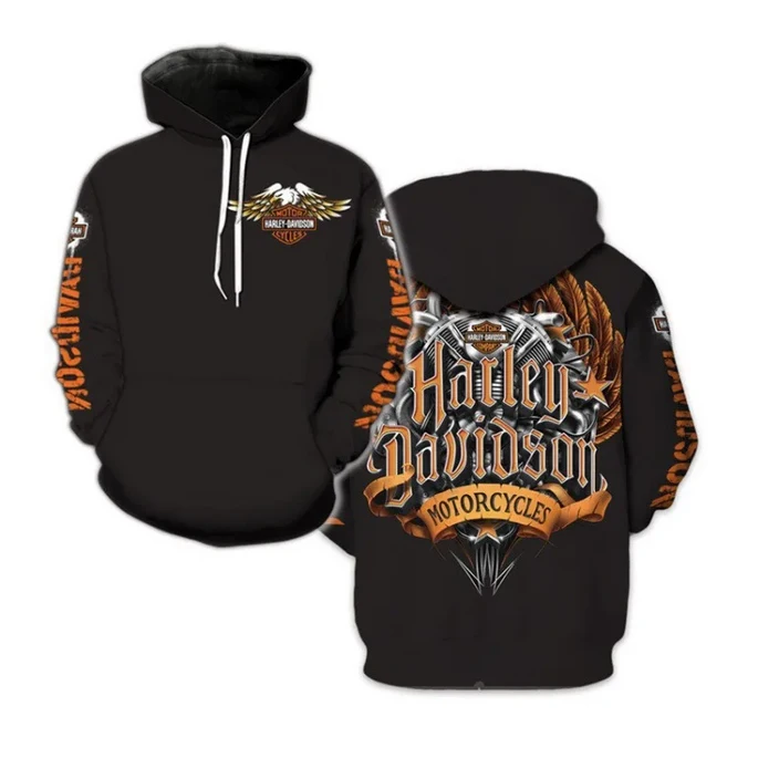 할리 데이비슨 스포츠 후드티용  오프로드 오토바이 라이딩 3D 프린팅 패턴, 얇고 편안한 긴 소매와 드로스