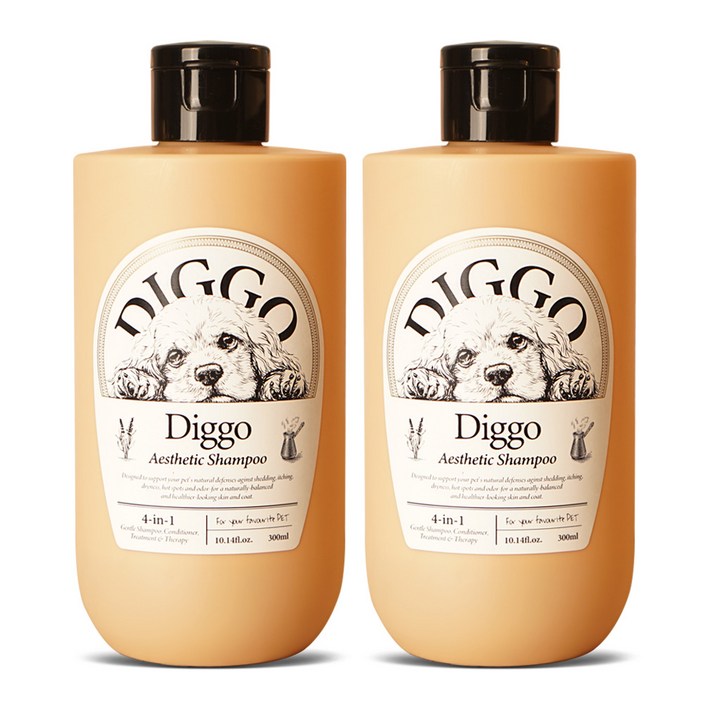 11 디고 강아지샴푸 약용 천연 애견 샴푸 린스 겸용 푸들 비숑 말티즈, 300ml, 2개