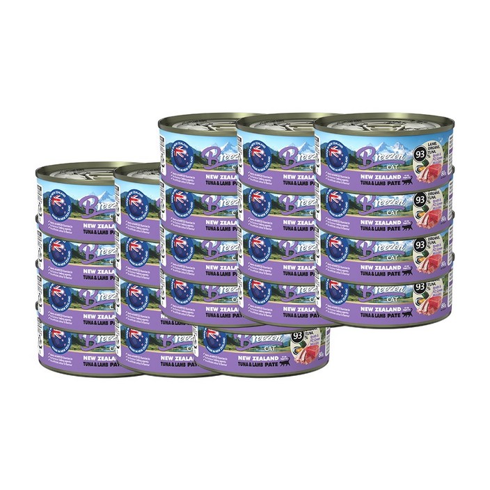 브리젠 뉴질랜드 파테 고양이 주식캔 습식 사료, 24개, 80g, 참치+양