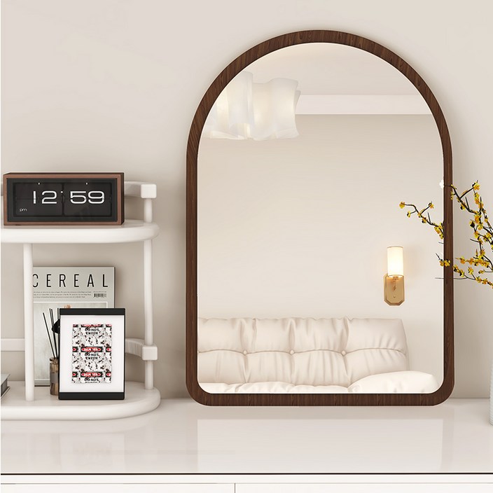 모바이브 탁상 거울 화장대 스탠드 벽걸이 원목 우드, 모바이브 거울  월넛