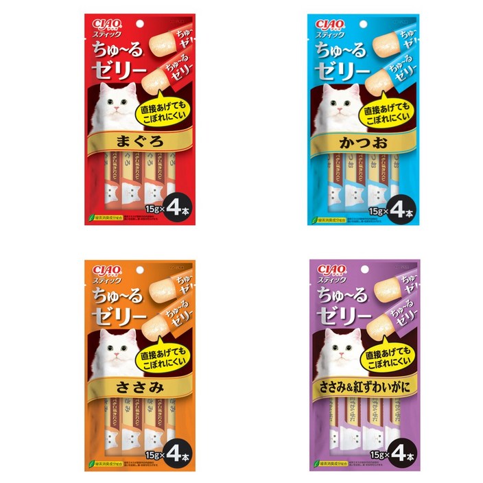 이나바 챠오스틱 4종 15봉 콤보세트 60개입