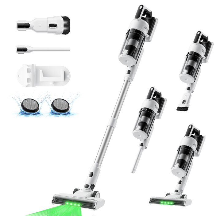 [2026년형] NICESUN 차이슨 무선 스틱 청소기 BLDC 모터 30KPa 초강력 흡입력 셀프 스탠딩 다양한 구성품 MS109D, 화이트