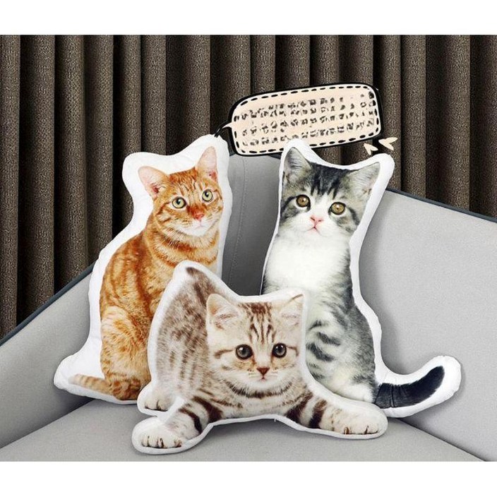 고양이 주문제작 쿠션 베게 봉제 인형 동물 사진 제작 인쇄