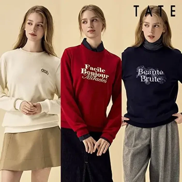 [테이트]25FW 여성 아트웍 기모 스웻 티셔츠 3종