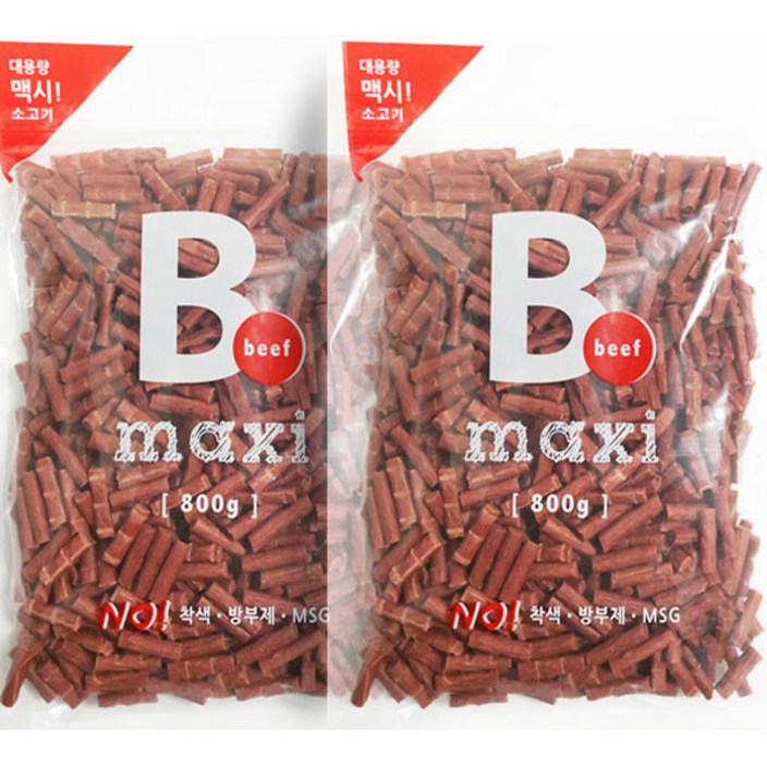 강아지 맥시져키 800g x 2개 치킨,비프,오리,연어,황태  대용량 국내산 져키, 800g, 2개, 맥시져키비프