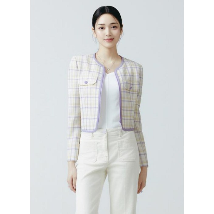 국내매장품 잇미샤 컬러블록 집업 트위드 자켓ITO4WJK310EMA