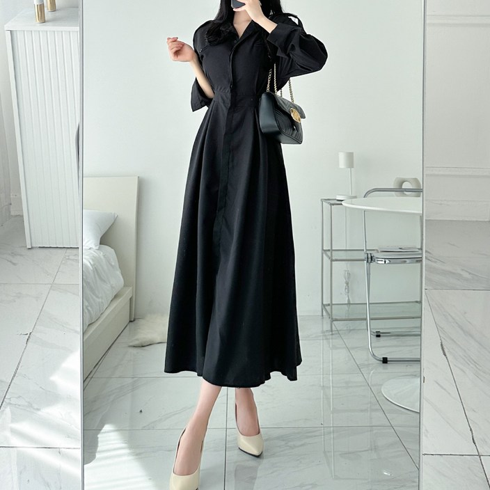 글램디브 키트안AI1665 여성원피스 롱원피스 여성하객룩 가을원피스 트렌치 셔츠원피스 긴팔