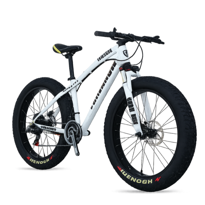 PEAK 팻바이크 풀샥 산악 자전거 MTB 광폭 타이어, 화이트 24인치, 1개