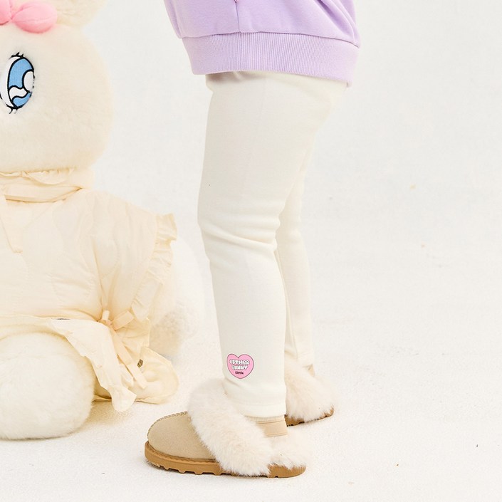 에스더버니리틀 깜찍 하트 인조밍크 기모 레깅스