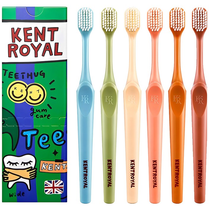 켄트로얄 티스허그 초극세모 광폭칫솔, 6개입, 1세트