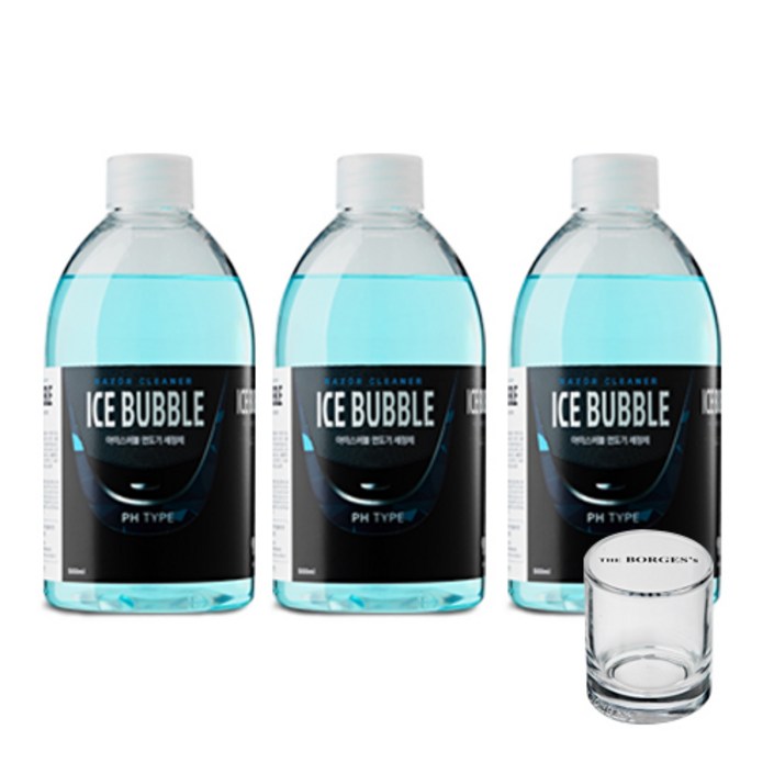 아이스버블 필립스 호환 PH타입 면도기세정액 500ml x 3p 세척용 유리컵, 단일상품, 단일색상