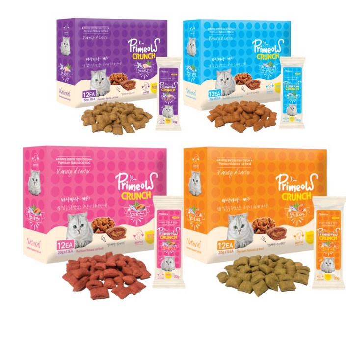 프리미요 크런치 고양이간식 20g x 12p, 참치 닭고기, 참치 연어, 참치 새우, 참치, 240g, 1세트 프리미요 크런치 고양이간식 20g x 12p, 참치 닭고기, 참치 연어, 참치 새우, 참치, 240g, 1세트