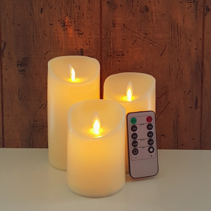 LED 촛불 흔들리는 건전지 전자초 10cm 12.5cm 15cm 리모컨 세트
