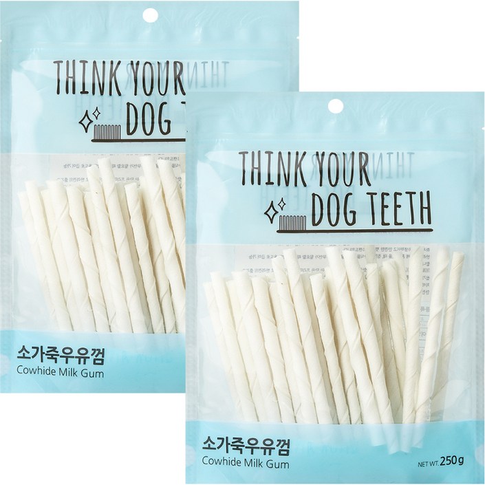 강아지 Think your dog teeth 스틱 소가죽우유껌 250g 44p 20240123