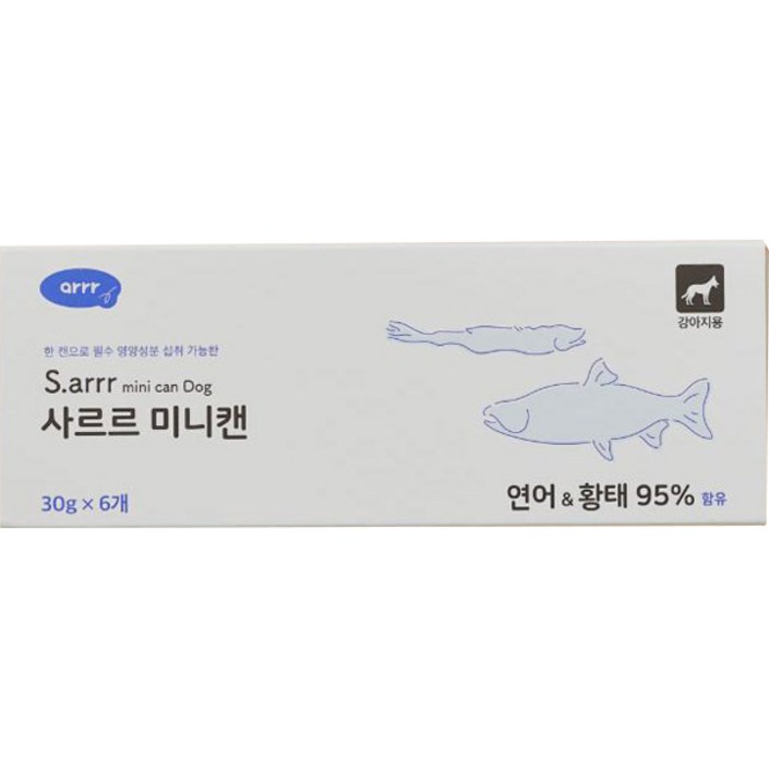 아르르 강아지 사르르 미니캔 독 30g 6p, 연어  황태, 180g, 1개