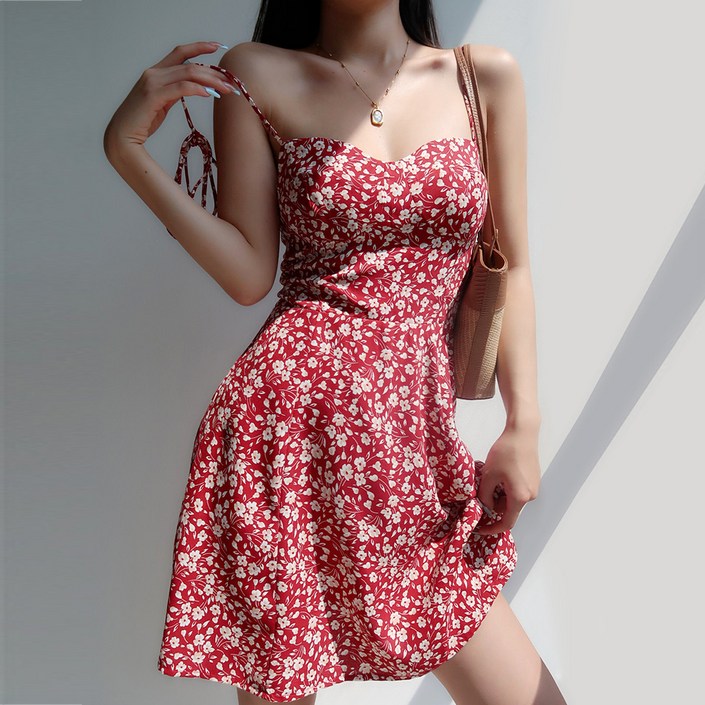 엘쏘 플라워 뷔스티에 끈 원피스