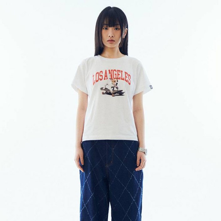 비전스트릿웨어 남녀공용 퍼피 면 티셔츠 VS2202ST07RD