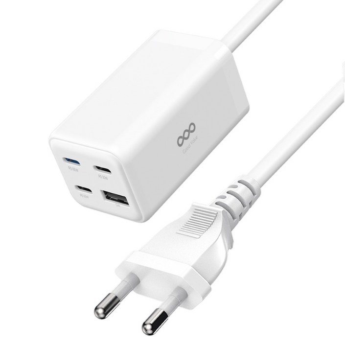 굿밸류 GaN 65W 4포트 초고속 유선 멀티 충전기, 화이트, 1개