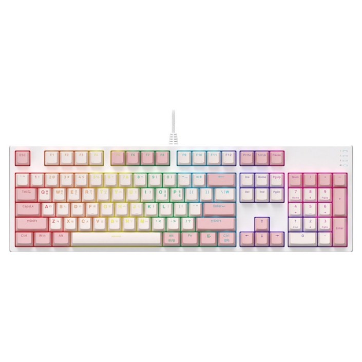 COX 축교환 카일 광축 V2 게이밍 유선 키보드, White + Pink, CY104K, 적축