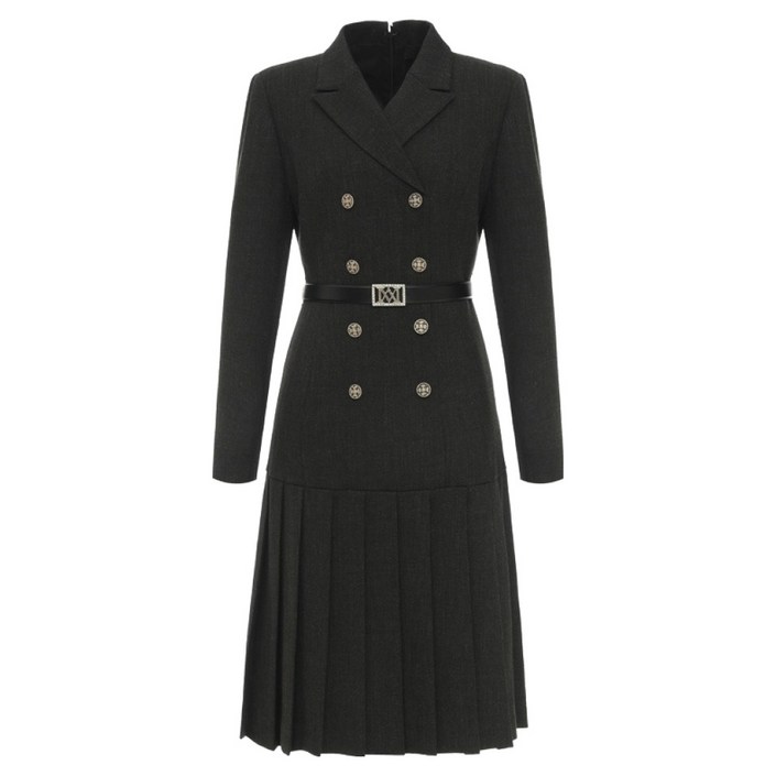 미니멈 플리츠 테일러드 카라 원피스