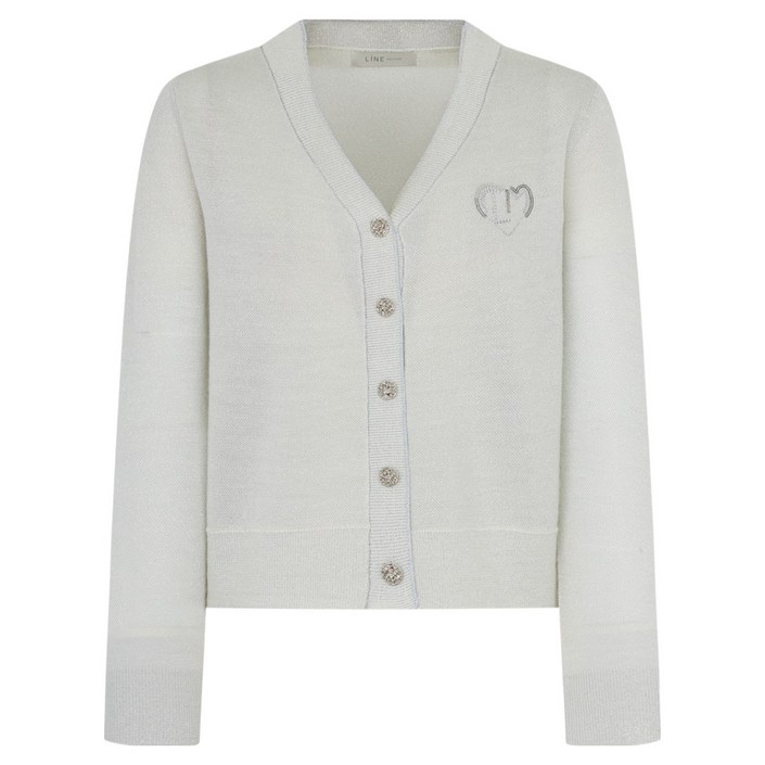 라인어디션 여성용 메탈 브이넥 울 니트 가디건
