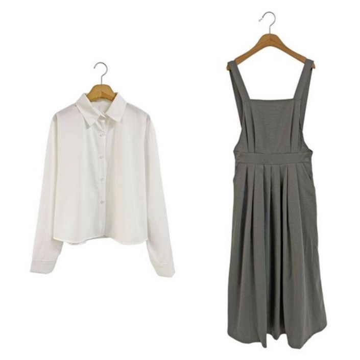 라이리 베이직 셔츠, 플리츠 뷔스티에 롱 원피스 cpset3830k58