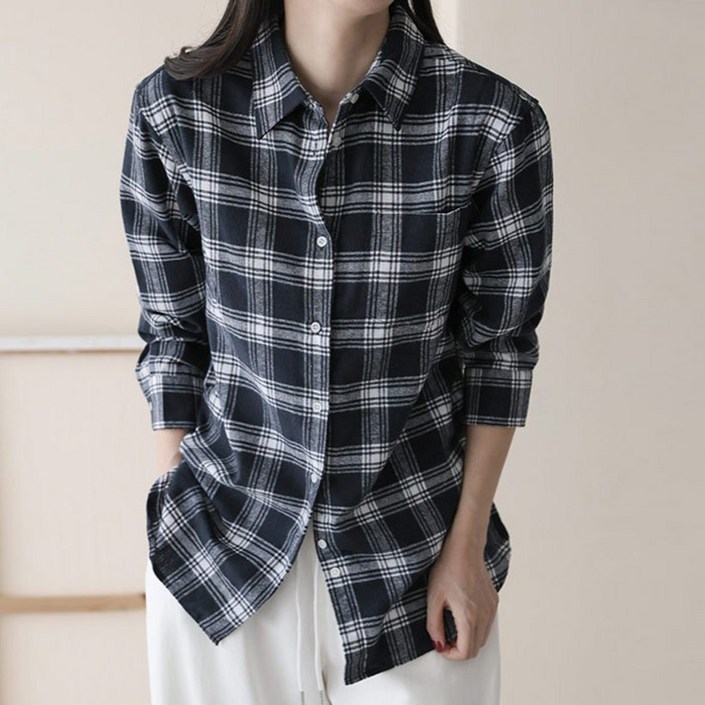 앤드스타일 여성용 겉기모 스몰체크 데일리 플란넬 셔츠 264964