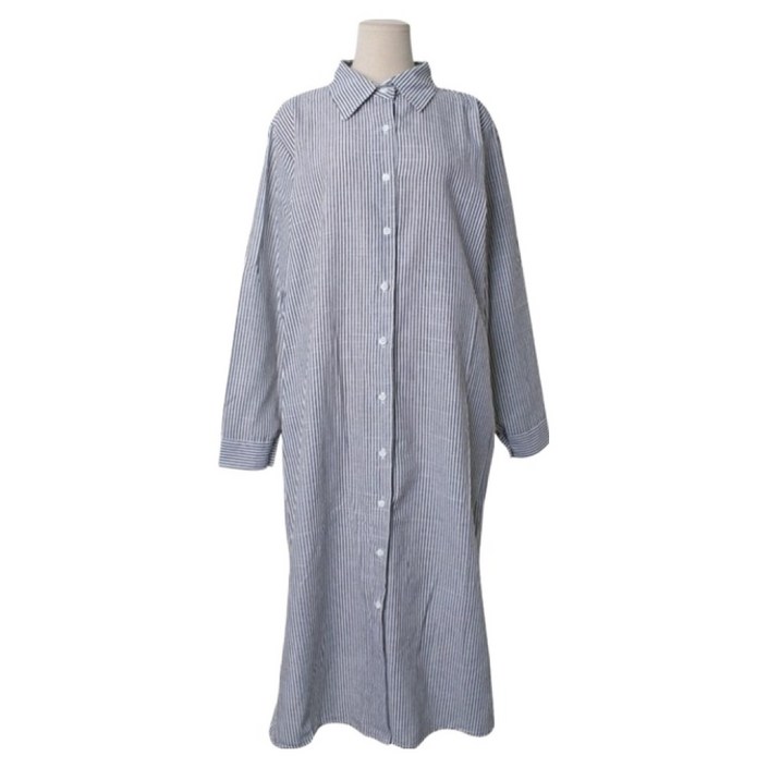린다샵 루니크 스트라이프 코튼 롱 셔츠 원피스 cpnb3165k51