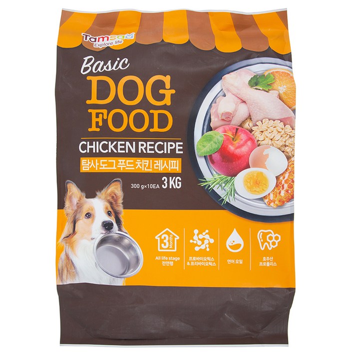 탐사6free강아지 사료 치킨 레시피, 3kg, 1개, 닭 탐사6free강아지 사료 치킨 레시피, 3kg, 1개, 닭