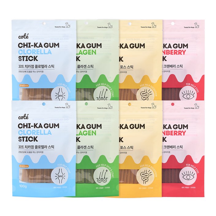 꼬뜨 강아지 치카껌 4종 세트