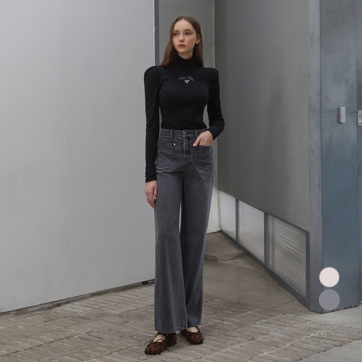 에고이스트 여성용 프런트 포켓 논스판 데님 팬츠 ER4BO902